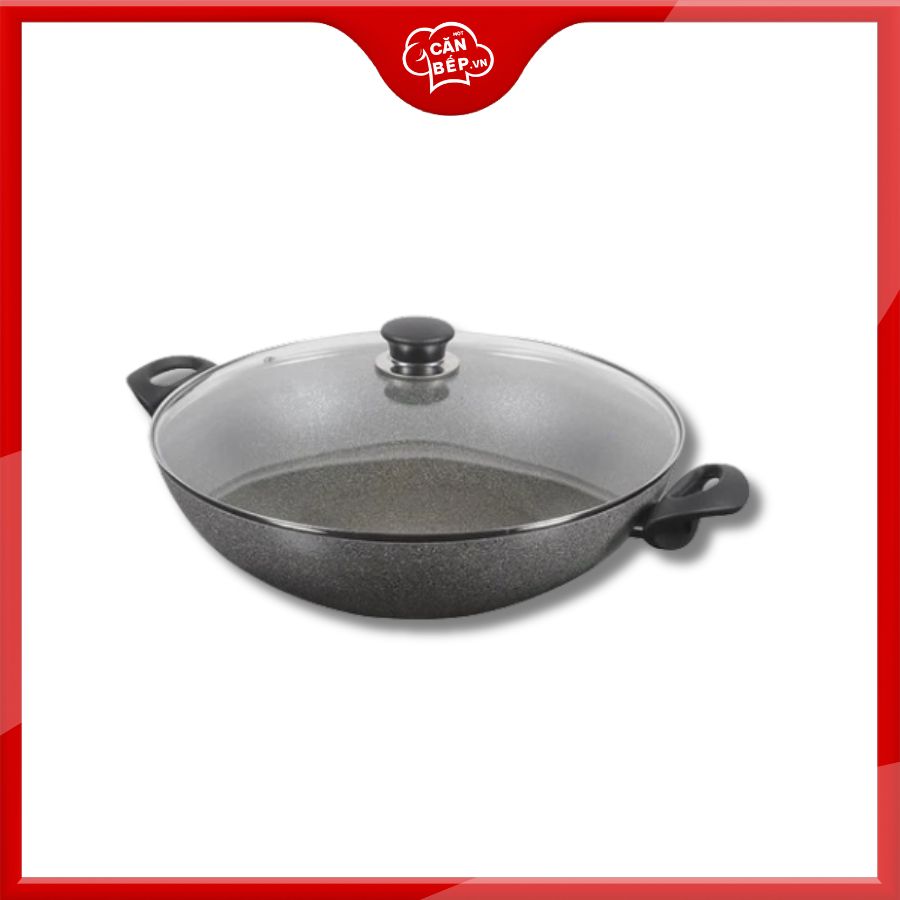 Chảo Wok nhôm chống dính nắp kính Ferrara BALLARINI