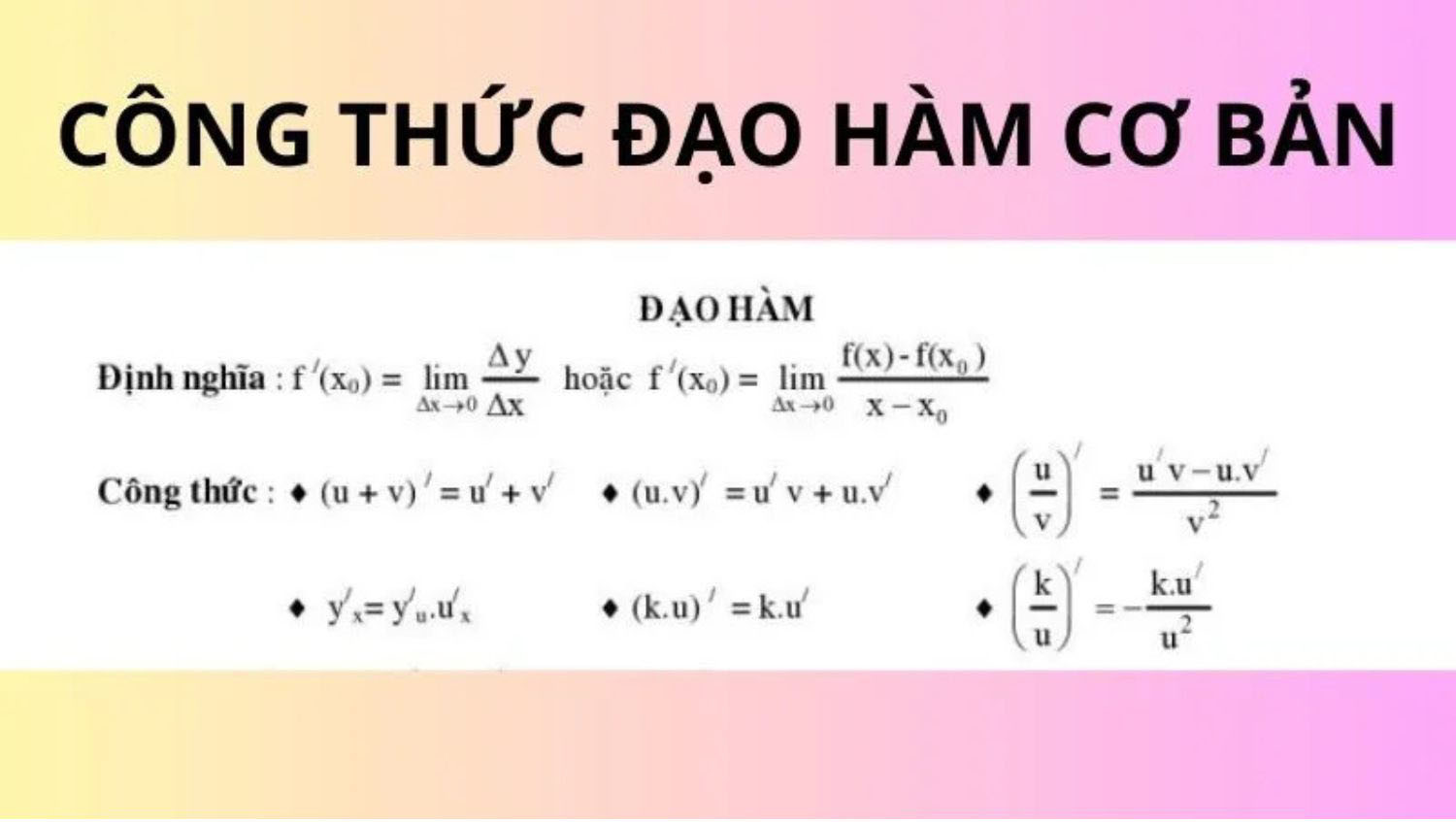 công thức đạo hàm
