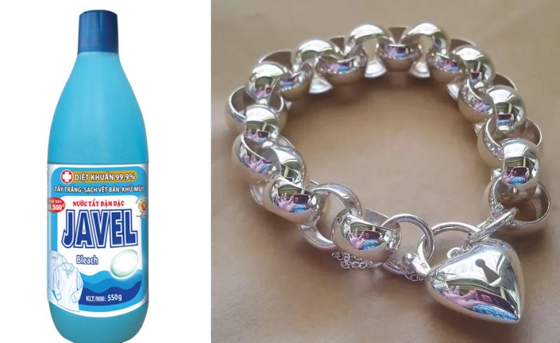Nước tẩy Javel axit mạnh loại bỏ các vết bẩn trên bề mặt bạc