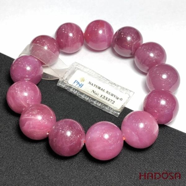 Vòng đá Ruby Thái Hadosa hồng đậm trong 16mm