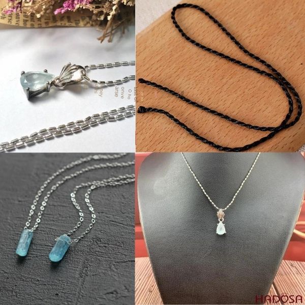 Các chất liệu của dây chuyền Aquamarine HADOSA đa dạng