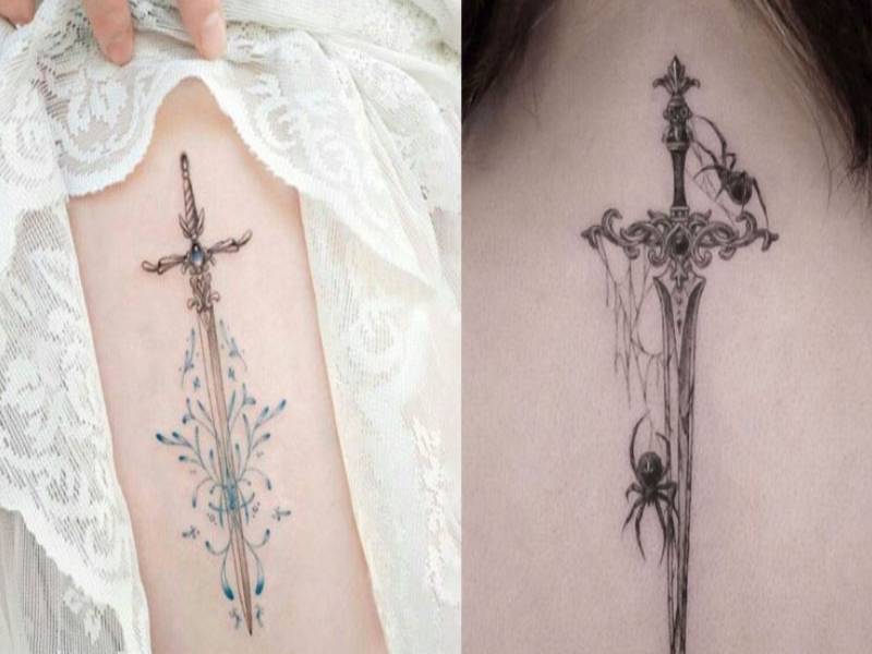 Hình xăm thanh kiếm được nhiều người mệnh Kim lựa chọn