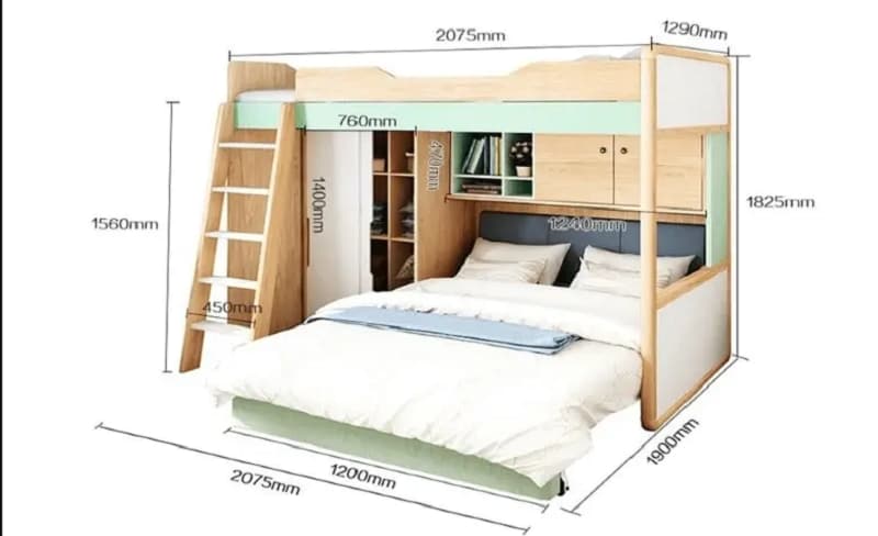 Đối với kích thước giường ngủ tầng
