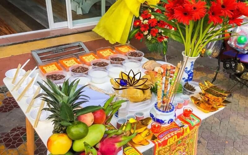 Mâm lễ cúng tam tai đơn giản