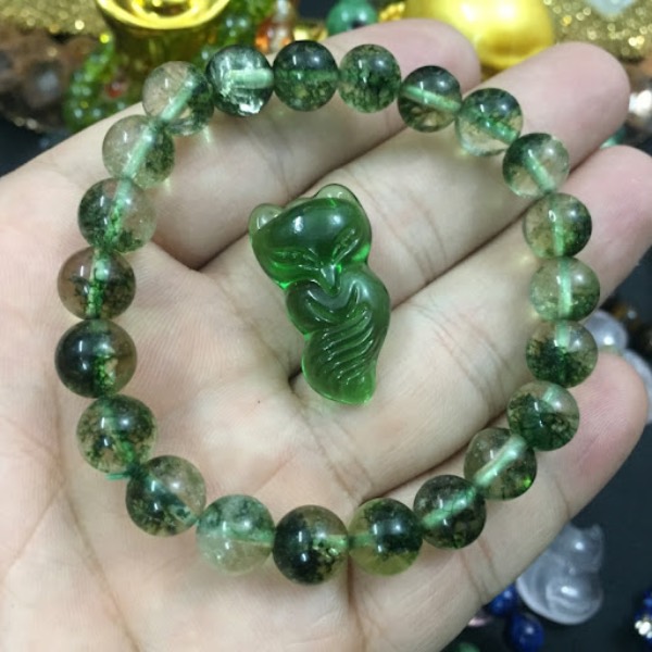 Mặt dây chuyền đá thạch anh xanh rêu hồ ly chúa