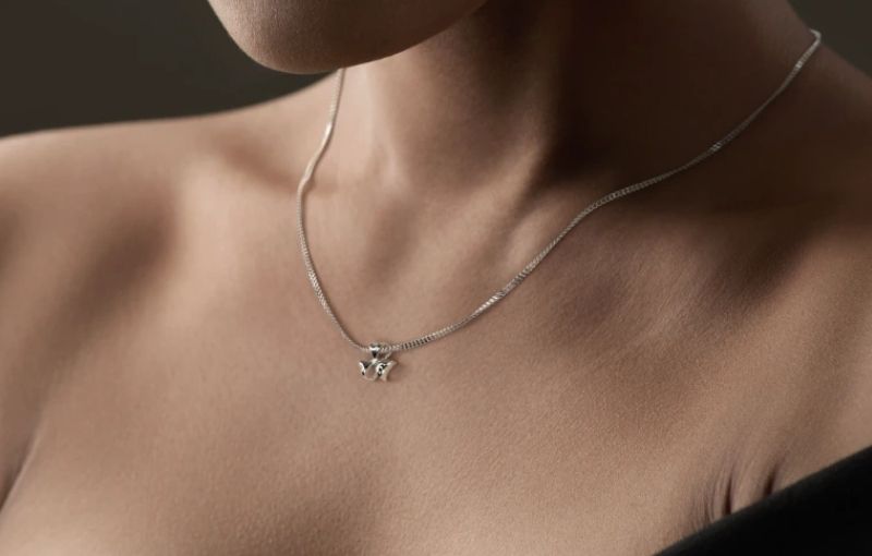 Mẫu vòng cổ bạc 4 số 9 mỏng nhẹ