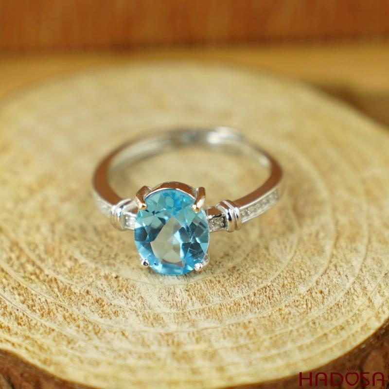 Mẫu nhẫn bạc đính đá Topaz oval 8x10mm