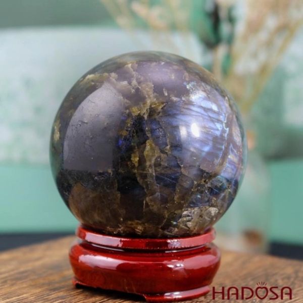 Quả cầu phong thủy đá xà cừ may mắn