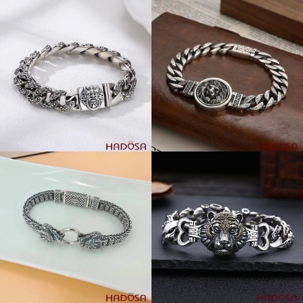 Sự kết hợp tinh tế giữa nghệ thuật và linh vật trong lắc tay bạc nam