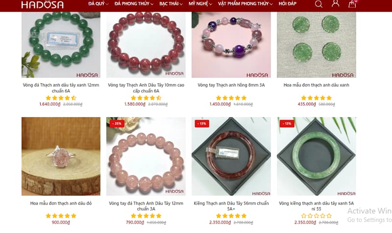 HADOSA cung cấp đa dạng đồ trang sức từ đá thạch anh dâu tây
