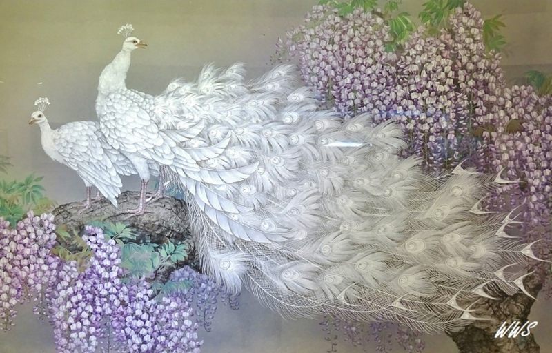 Chim công và hoa tử đằng