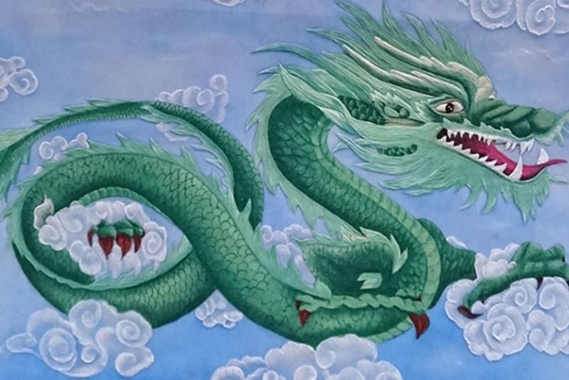 Tranh Rồng xanh hí thủy