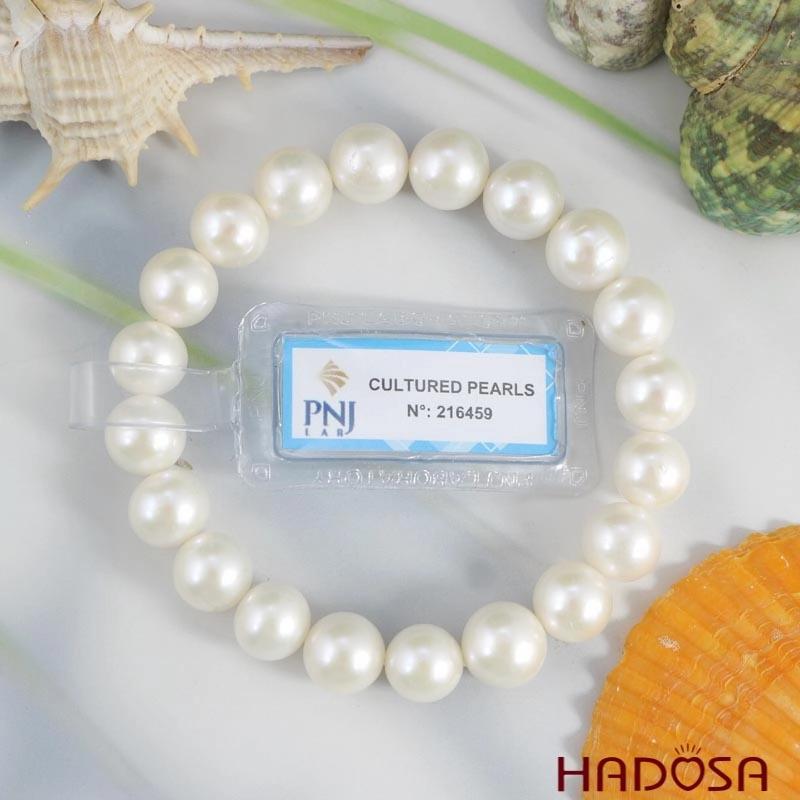 Sản phẩm vòng tay làm từ ngọc trai trắng 10mm cao cấp