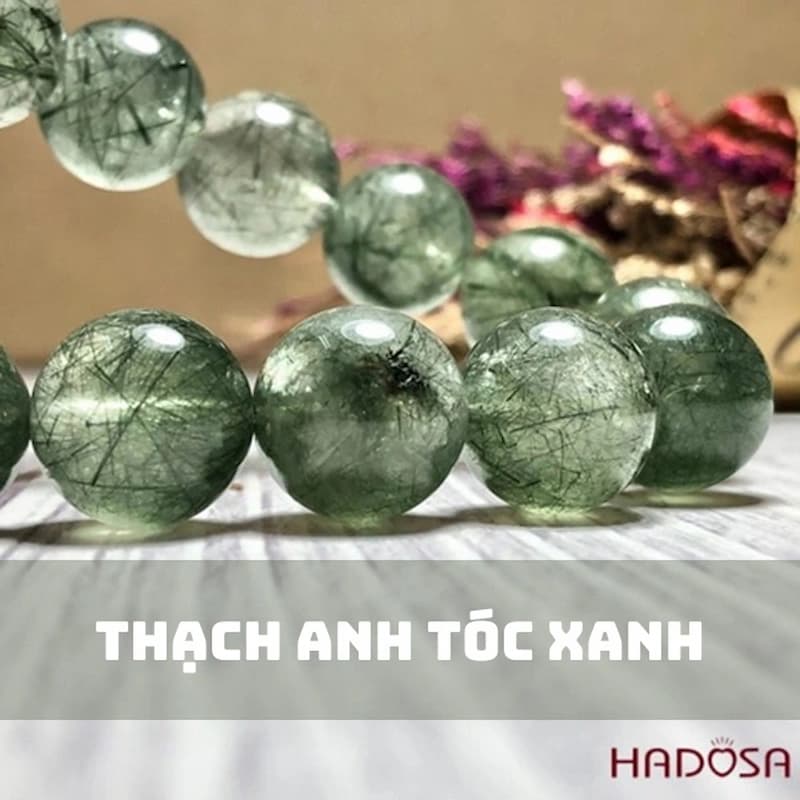 Vòng tay thạch anh tóc xanh mang năng lượng tích cực đến