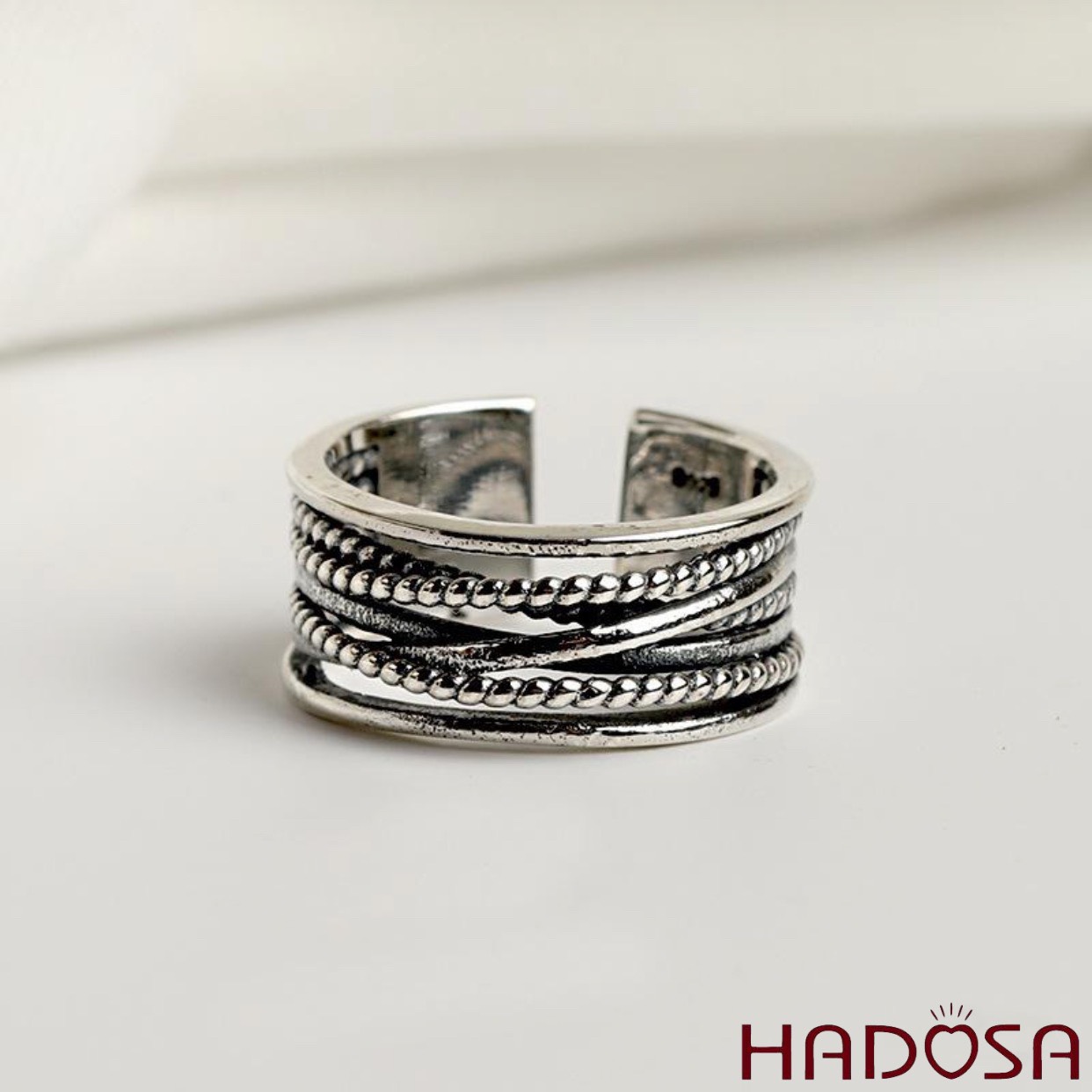 Nhẫn Bạc Thái 925 đan chéo cho nam