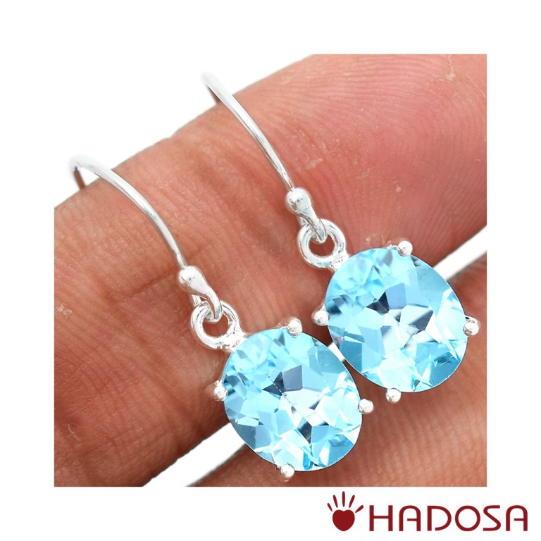 Hoa tai đá Topaz bạc 925 cao cấp