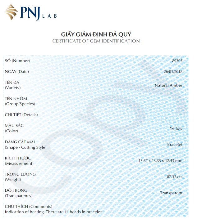 Vòng Hổ Phách vàng đậm hạt olive 11*14mm