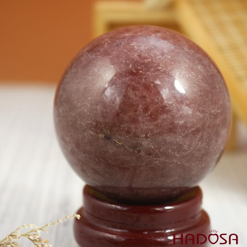 Cầu thạch anh dâu tây 4A 6cm