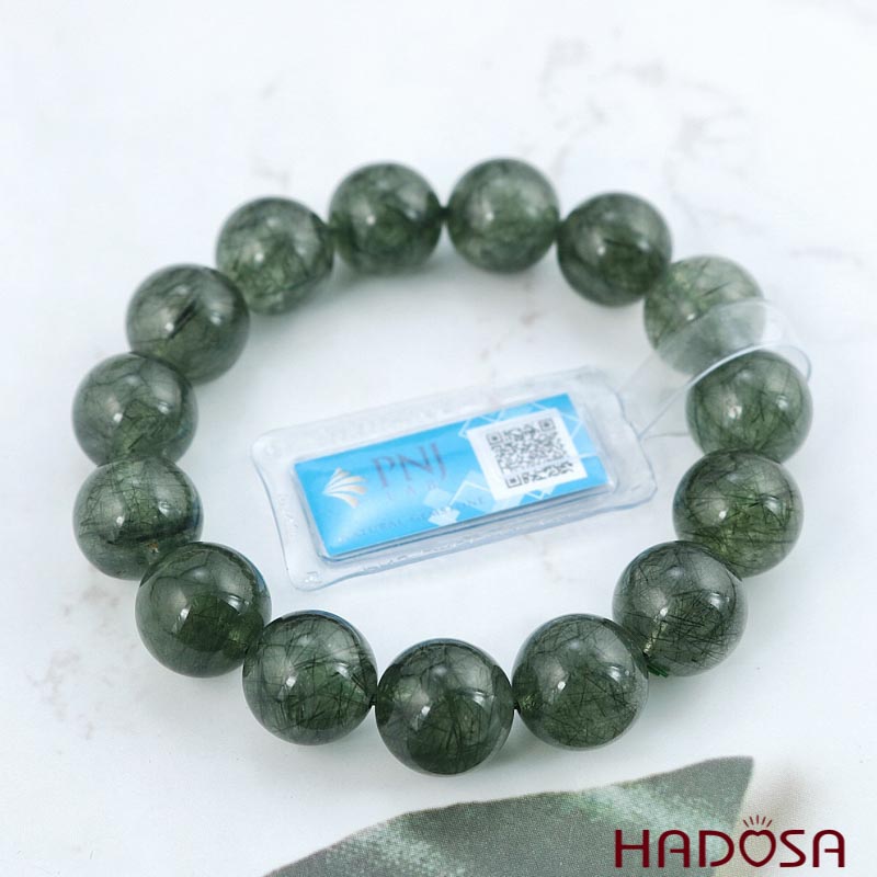 Thạch anh Tóc xanh 14mm cao cấp chuẩn 4A