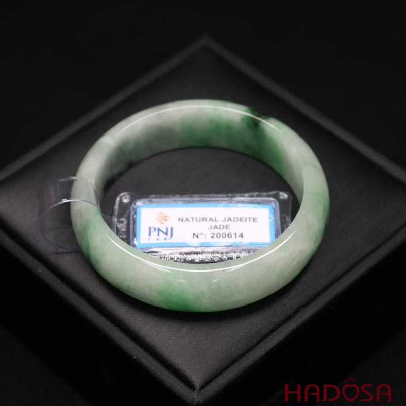 Vòng Ngọc Cẩm Thạch oval xanh lí ni 50