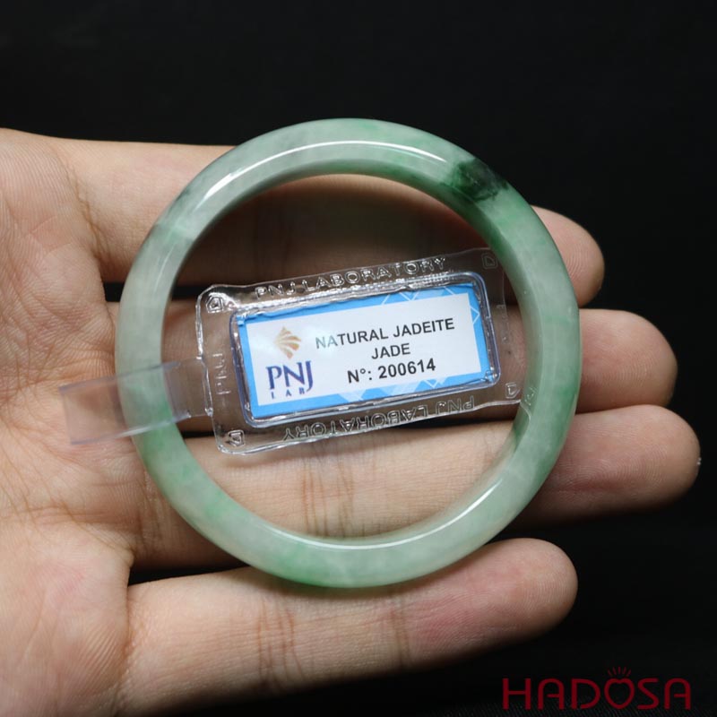 Vòng Ngọc Cẩm Thạch oval xanh lí ni 50