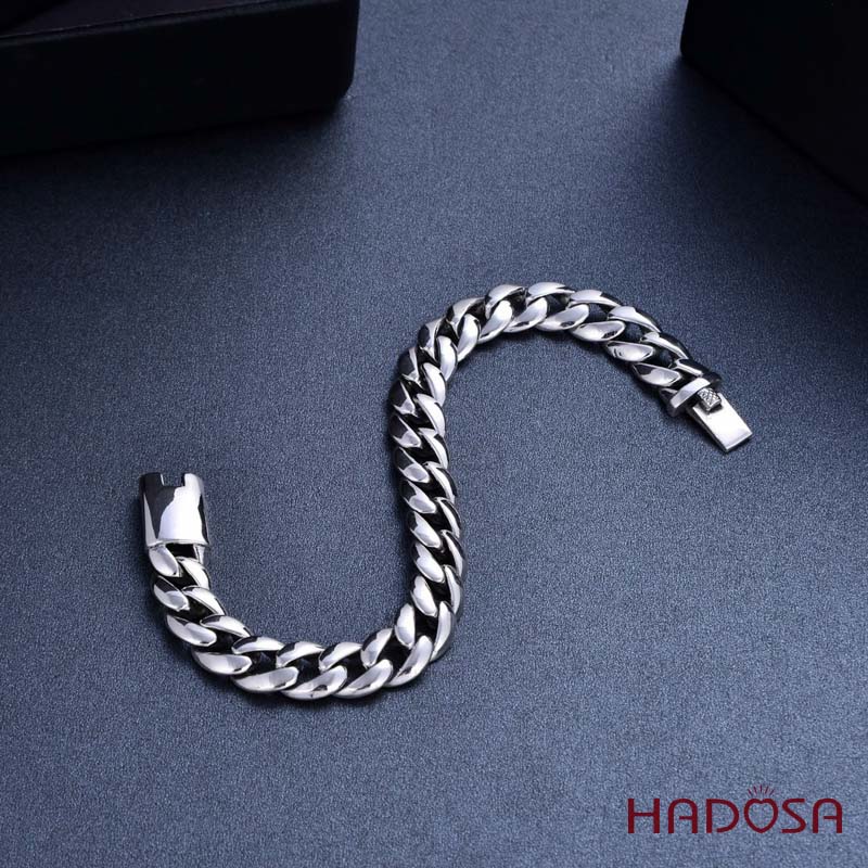 lắc tay bạc nam đơn giản bản to