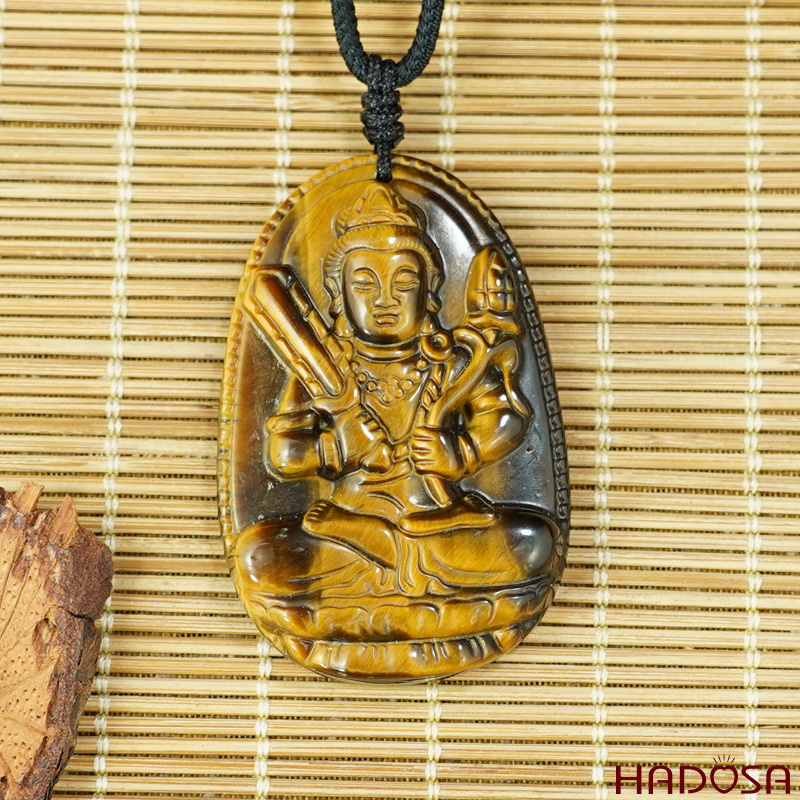 Mặt đá Mắt Hổ vàng nâu Hư Không Tạng Bồ Tát (Sửu, Dần) 44*29*11mm