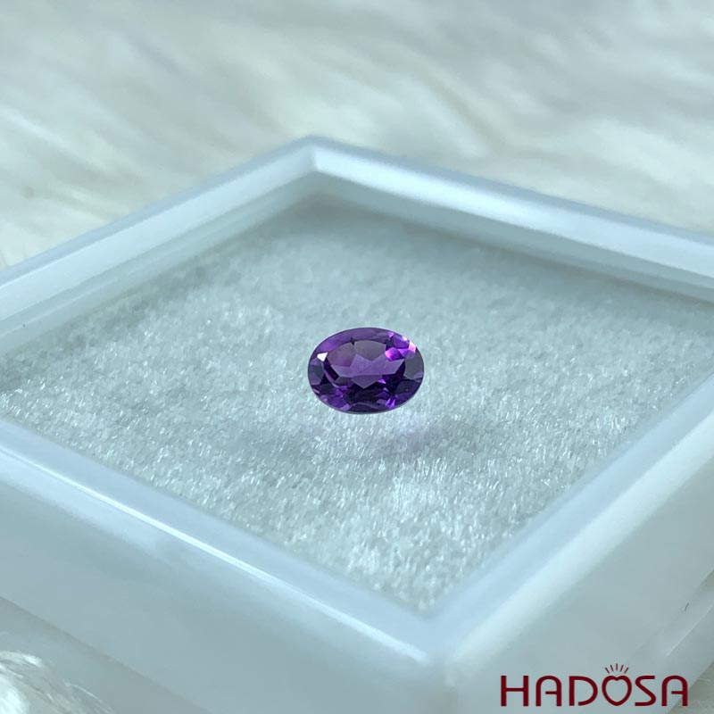 Mặt đá thạch anh tím Amethyst oval 6x8mm 5A