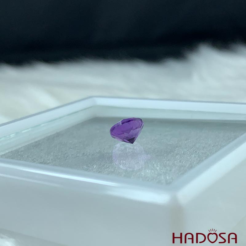 Mặt đá thạch anh tím Amethyst tròn 7mm 5A
