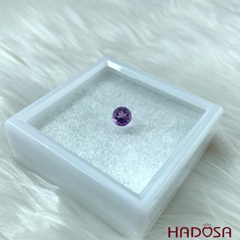 Mặt đá thạch anh tím Amethyst tròn 7mm 5A