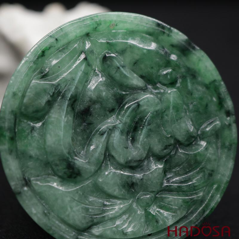 Mặt dây chuyền Cẩm Thạch tròn chữ Tài 50mm