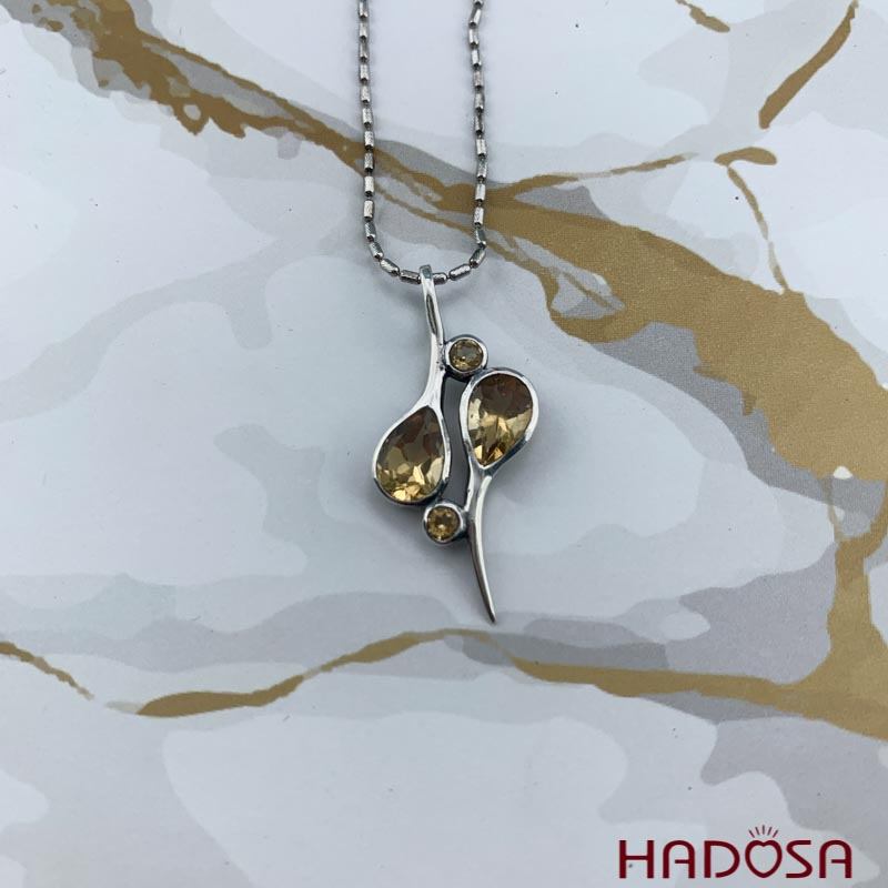 Mặt dây chuyền nữ Citrine bạc 925 cao cấp 34x16mm
