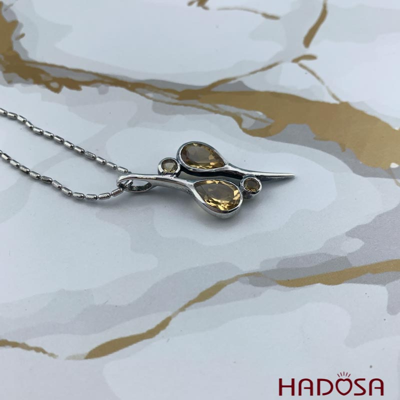 Mặt dây chuyền nữ Citrine bạc 925 cao cấp 34x16mm