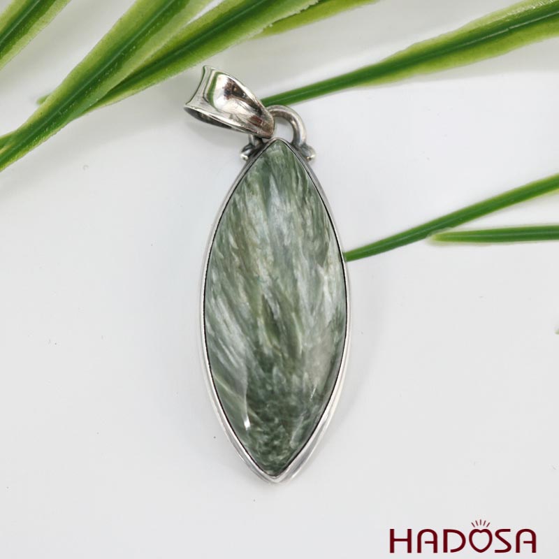 Mặt dây chuyền nữ đá Seraphinite bạc 925 cao cấp Hadosa