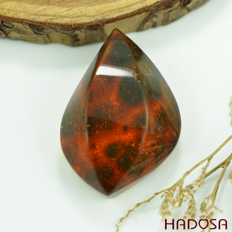 Mặt giọt nước Hổ Phách vàng nâu 26x39mm