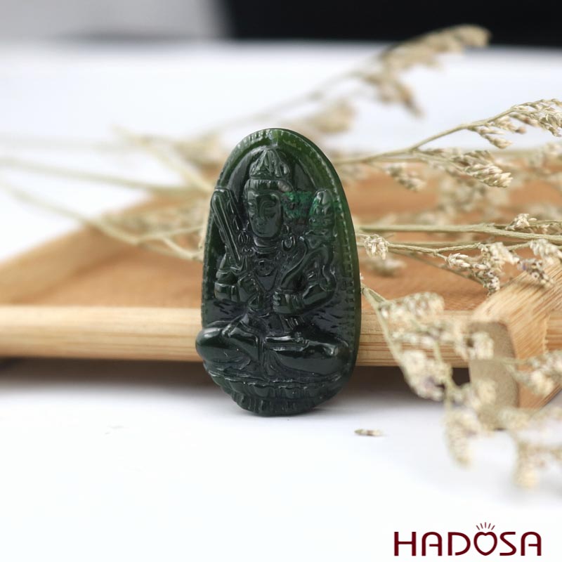 Mặt Ngọc Bích Hư Không Tạng Bồ Tát (Sửu, Dần) 37x25mm