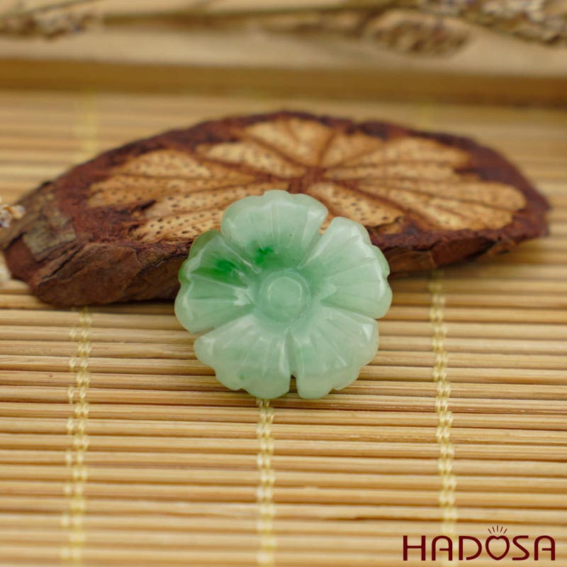 Mặt Cẩm Thạch hoa mai xanh lí 17mm