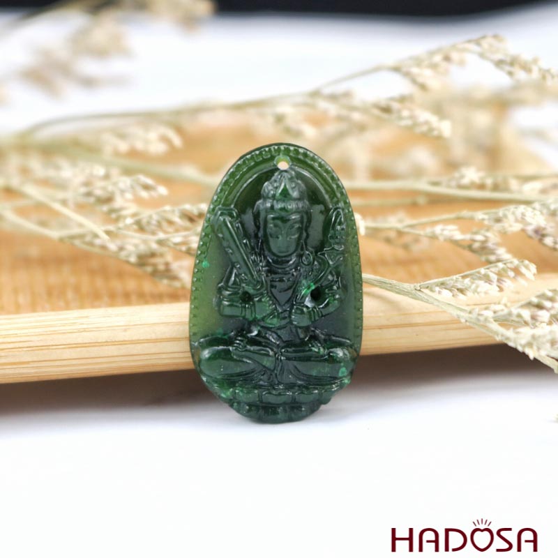 Mặt Ngọc Bích Hư Không Tạng Bồ Tát (Sửu, Dần) 30x18mm