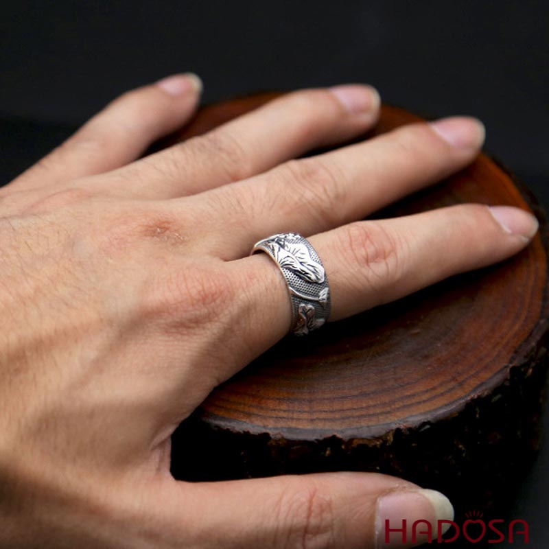 Nhẫn bac Thái nam bông sen