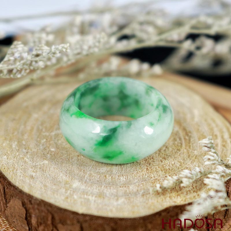 Nhẫn Cẩm Thạch xanh lý ni 18mm