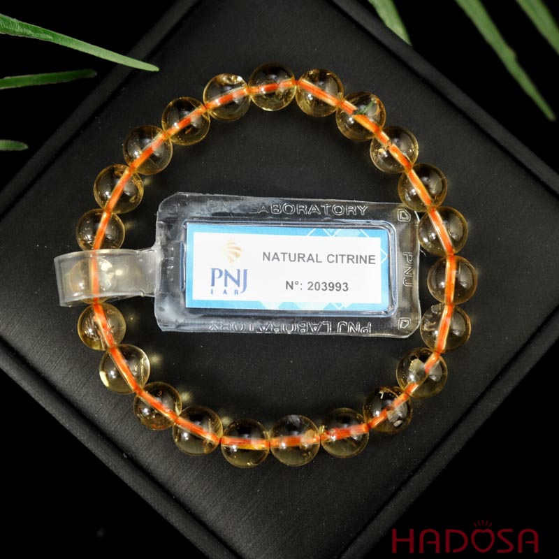 Vòng tay đá Thạch Anh Vàng 08mm chuẩn 5A