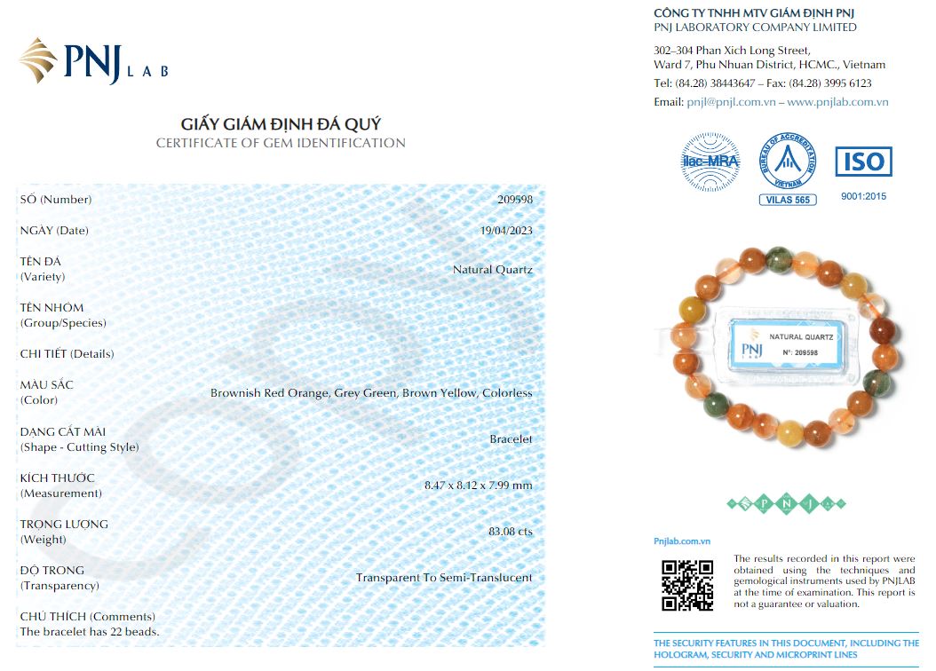 Vòng đá Thạch anh tam tài 8mm