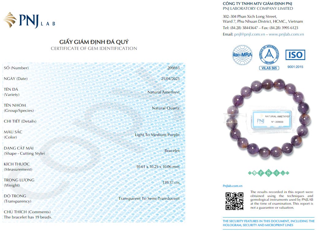 Vòng thạch anh tím tóc vàng 10mm chuẩn 5A