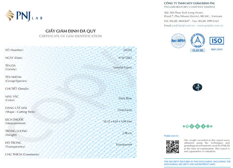 Topaz London oval 08x10mm