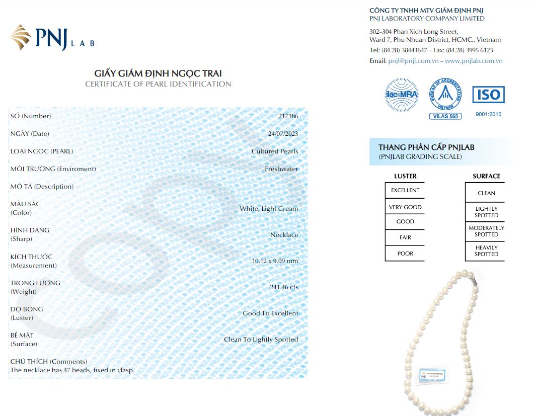 Vòng cổ Ngọc Trai trắng 10mm