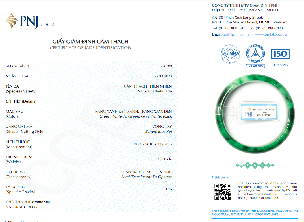 Vòng Ngọc Cẩm Thạch bản tròn xanh tươi ni 52