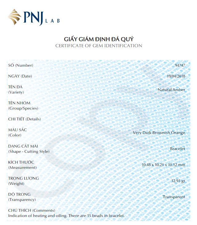 Vòng Hổ Phách Baltic vàng nâu hạt olive 10x14mm