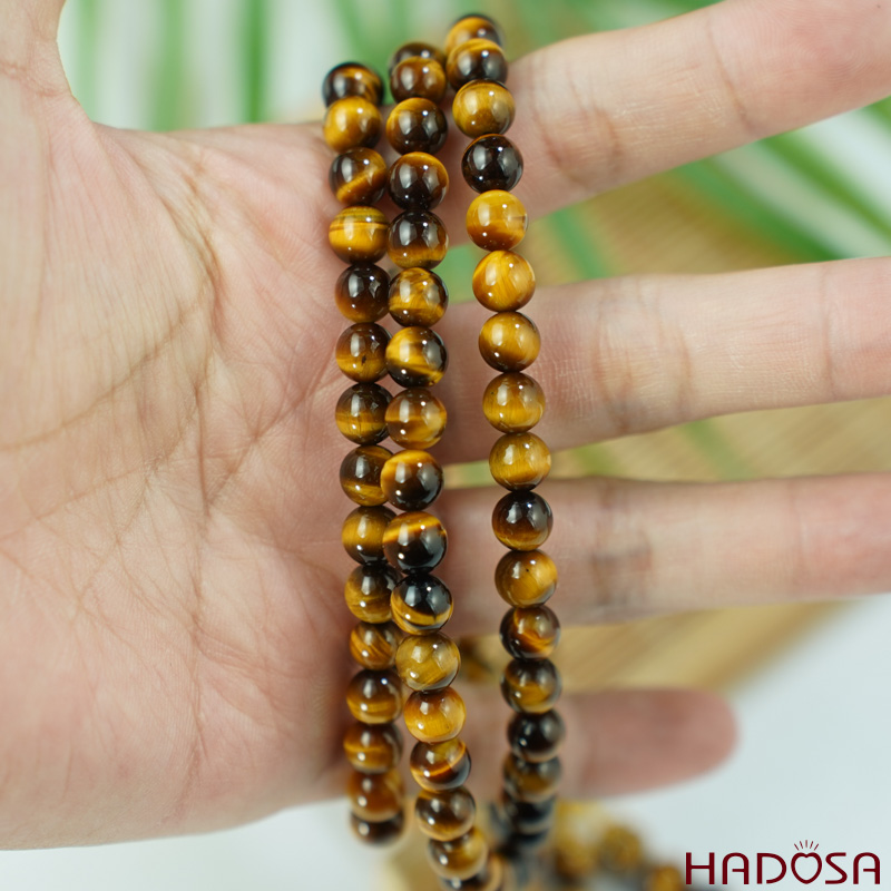 Tràng 108 hạt mắt hổ vàng nâu 6mm