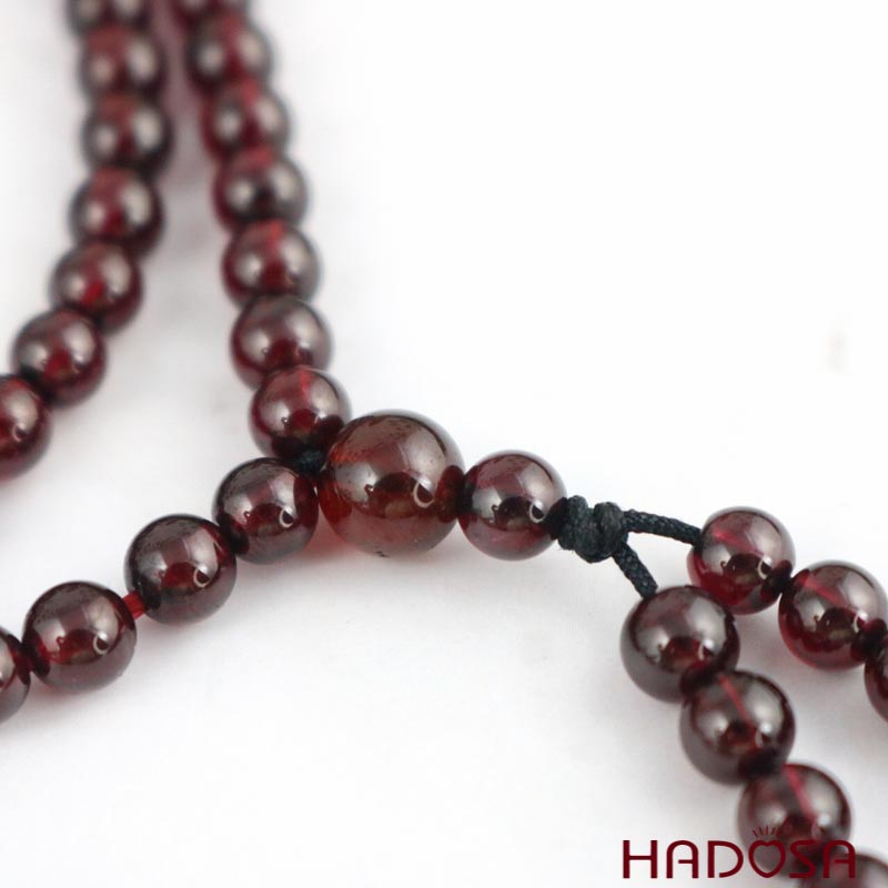 Tràng 108 hạt đá Ngọc Hồng Lựu - Garnet Star 5mm (Thổ, Hỏa)