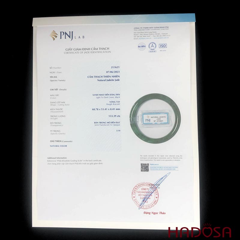Vòng Cẩm Thạch tròn xanh ngọc đậm ni 52